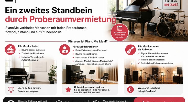 www.piano.me - Ein zweites Standbein durch Proberaumvermietung